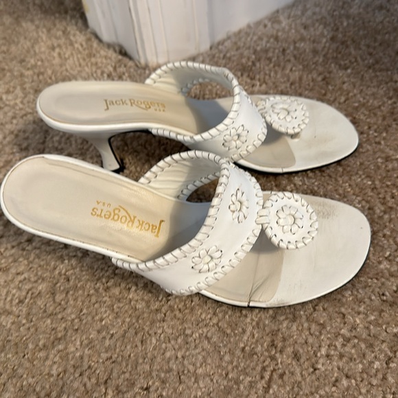 Jack Rogers Navajo white leather heeled sandals Sz 8M - Picture 3 of 8